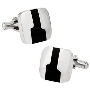 Gemelos de acero inoxidable con esmalte negro diseño por Cuff-Daddy