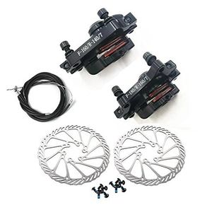 BlueSunshine MTB BB7 - Freno de disco mecánico delantero y trasero (6.299 in, pernos y cable blancos)