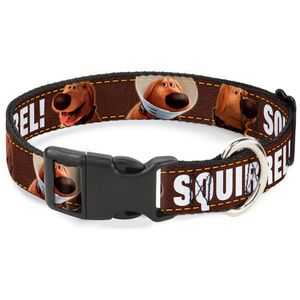 Buckle-Down Dug 3-Poses/Squirrel! Brown/Yellow/White Disney Breakaway Plastic Clip Collar, Narrow-Large