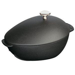 Staub 2,15 Quart Cacerola para mejillones (con perilla de acero inoxidable, Color negro mate