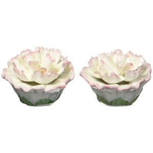 CG 10438 Par de Blanco y Rosa Clavel Salero y pimentero coleccionable