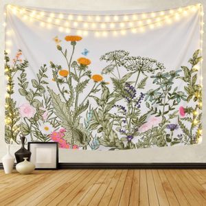 Sevenstars Tapiz de plantas florales coloridas Vintage Herbs tapiz de flores silvestres tapiz para colgar en la pared Nature Scenery tapiz para sala d