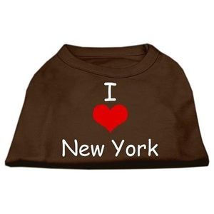Mirage Pet Productos 12-Inch I Love New York visualización Camisas de impresión para mascotas, tamaño mediano, color café