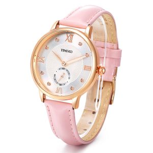 Time100 Cuero Banda Cuarzo Mujeres Reloj De Diamantes # w80099l.03 a