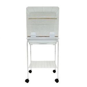 yml 1/2" Bar espaciamiento Flat parte superior Jaula para Pájaros con Stand, 20" x 16"/Small, color blanco