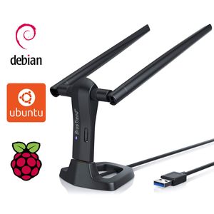 BrosTrend 1200 Mbps Linux USB WiFi adaptador de largo alcance; Dual Band 5 GHz/867 Mbps+2,4 GHz/300 Mbps; 2 x 5 dBi WiFi Antenas; USB 3.0; para escrit