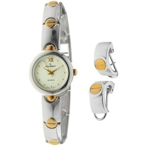 Peugeot Women 's 737st reloj de dos tonos & arete Set de regalo