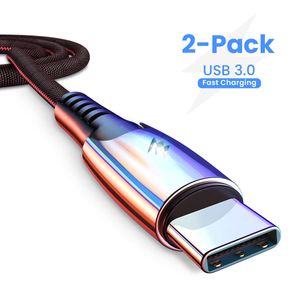 AINOPE - Cable USB C de carga rápida (USB 3.0) (2 unidades, USB-A 3.0 a USB-C, cable trenzado de aleación de zinc, compatible con Samsung Galaxy S9 S8