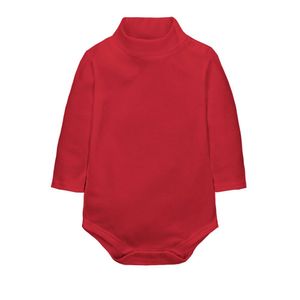 CuteOn bebé niños niñas Color Sólido Basic Turtleneck Bodysuit Jumpsuit de Algodón, Rojo