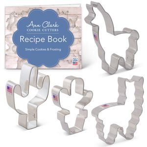 Llama & Cactus Juego de cortadores de galletas – 4 piezas – Ann Clark – Acero fabricado en Estados Unidos