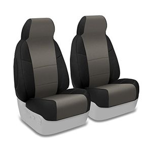 Coverking Custom Fit Front 5050 Funda de asiento con cubo para ciertos modelos de Toyota Tacoma Neosupreme Carbon con fondo negro