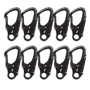 Fusion Climb Tudor - Gancho de aluminio ligero con doble cierre, 32 KN, 10 unidades, color negro