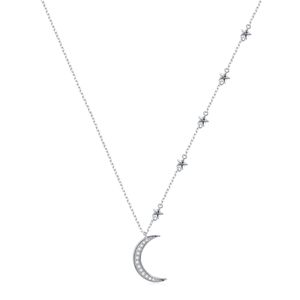Collar con colgante de luna y estrella de plata de ley 925
