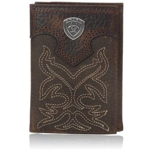 Ariat - Botas para hombre, bordadas, tripliegues, color marrón