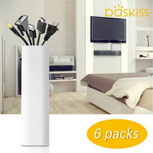 Cubierta para cables, 6 paquetes, 27.9 in, montaje en pared, cable de TV de ordenación, kit de ocultación para ocultar cables, cables, color blanco