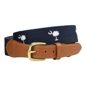 Charleston Belt Carolina Crescent Palmetto - Cinturón de lona con diseño ganador