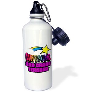3dRose WB _ _ _ _ _ _ _ _ _ _ 201192 _ _ _ _ _ _ _ _ _ _ 1 " arco iris de estrellas fugaces Awesome 3rd Grade Teacher "Deportes botella de agua, 21 oz