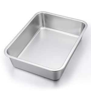 P&P Chef - Molde para lasaña, rectangular, para pasta, hornear, galletas, sartén de acero inoxidable, 12.75 x 10 x 3.2 pulgadas, resistente y duradero