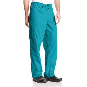 Cherokee Workwear Scrubs pantalón cargo unisex, XL corto, Azul turquesa