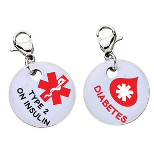 Pulsera de identificación médica tipo 2 con diabetes sobre la insulina con gota de sangre (acero inoxidable), XX18