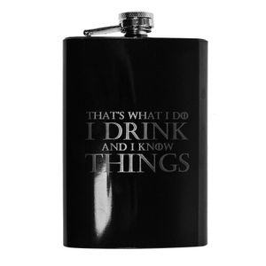 Botella L1 color negro con texto en inglés "That's What I Do Flask".