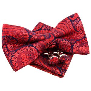 Paisley patrón de arte tela PRE-TIED BOW Tie (5") W/Pocket Square & Gemelos Set de regalo