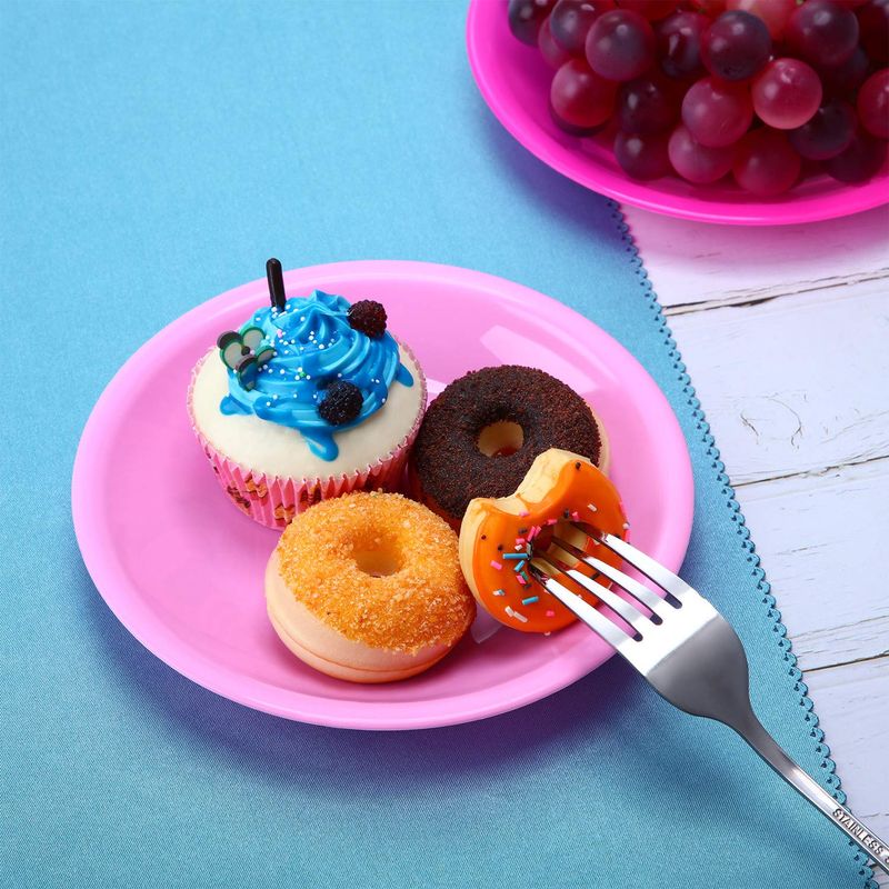 Juego de 12 platos coloridos de plástico, platos pequeños para cena