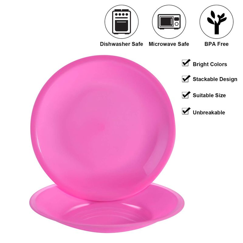 Juego de 12 platos coloridos de plástico, platos pequeños para cena