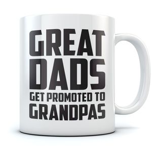 Taza de café con texto en inglés «Great Dads Get Promoted To Grandpas», regalo de Navidad para papá del hijo, hija, cumpleaños, día del padre, regalo