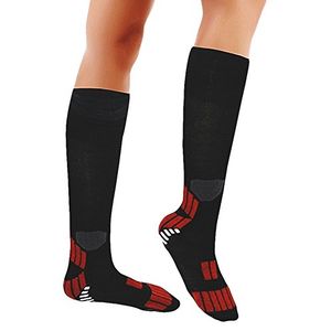 PU Salud sport-pro Graduado Fit absorbe la humedad calcetines de compresión, color negro/rojo, 3,2 onza