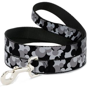 Buckle-Down DL-WDY349-N Pet Leash-Mickey Mouse Head Stacked Black/Grays, 4' L-1/2 W