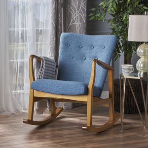 GDF Studio Collin Mid Century - Silla de balancín, Poliéster Tela Abedul