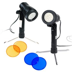 LimoStudio AGG1501 Lámpara LED portátil, continua, para fotografía, para estudio en la mesa, con filtros de colores. Juego de 2 unidades. Estudio de f