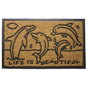 Las importaciones Decoración Parte Trasera De Goma Felpudo de fibra de coco, familia de los delfines, 18" by 30"