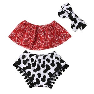 Stylesilove - Bandana para bebé con pompón y diadema, 3 unidades, color rojo