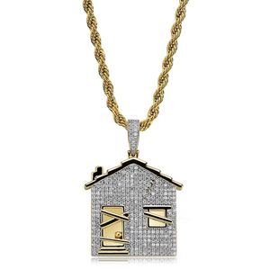 JINAO Hip Hop Trap House - Colgante de diamante con cadena de cuerda