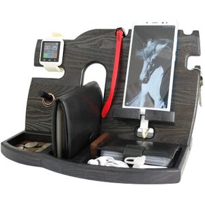 Soporte de teléfono móvil para reloj. Soporte de madera para dispositivos inalámbricos para hombre, base móvil, estación de carga Accesorios de madera