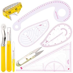 Sewing Ruler 4 Style Clothing Patterning Ruler Sew French Curve Ruler Metric Shaped Plastic Sewing Tools Include Seam Ripper Tracing Wheel Sewing Temp