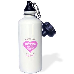 3dRose WB _ _ _ _ _ _ _ _ _ _ 183884 _ _ _ _ _ _ _ _ _ _ 1 " being an Awesome Asistente Social es un trabajo de heart-pink-job Quote "Deportes botella