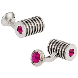 Barril de Plata fucsia Swarovski Gemelos de Cuff-Daddy