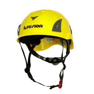 Fusion Climb Meka II Escalada Bungee Zipline Mountain Seguridad Casco de protección, color amarillo/negro