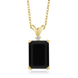 Colgante chapado en oro amarillo de 18 quilates con diamante de ónice negro de 5,02 quilates