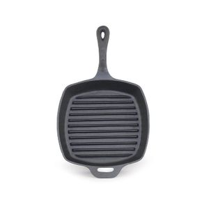forhauz pre-seasoned – Sartén parrilla cuadrada de hierro fundido, 10.5," Negro