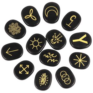 Mookaitedecor - Juego de piedras curativas de cuarzo rosa con símbolo gitano grabado para meditación y adivinación