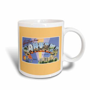 3dRose BLN clásico US Ciudades y los Estados Postales – Saludos de Montana Scenic postal reproducción – Tazas, Blanco
