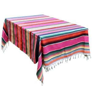 OurWarm - Mantel mexicano a rayas para decoración de bodas y fiestas mexicanas, tamaño grande, cuadrado, de algodón mexicano, manta de servilletas al