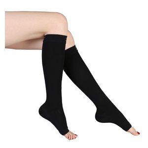 Medias de compresión de rodilla alta, calcetines de compresión opacos KEKING 0.787 – 1.181 in Hg soporte firme, calcetines quirúrgicos abiertos para h