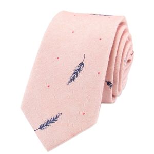 Corbata de algodón para hombre con diseño de plumas y pájaros
