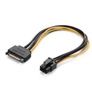 Ugreen Cable de alimentación SATA sata15 pines a 6 Pin PCI Express Tarjeta de vídeo gráfica Adaptador Cable de alimentación (8 inch)