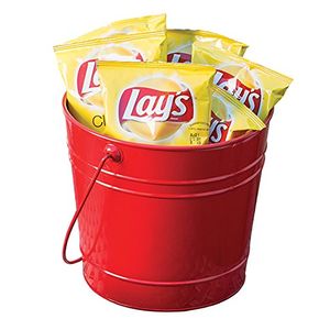 Tablecraft bbqpail redondo cubeta, 10.125" x 9.125" x 8.375", rojo